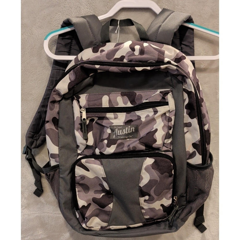 Austin‎ Trading Co Camo Backpack Gray Black Multi Pocket School Travel Bag